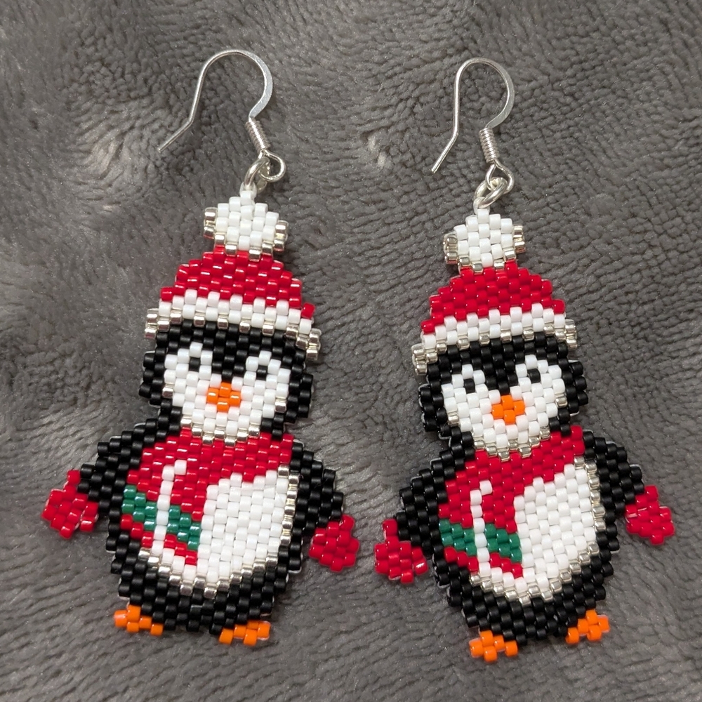 Penguin Delica Beaded Earrings